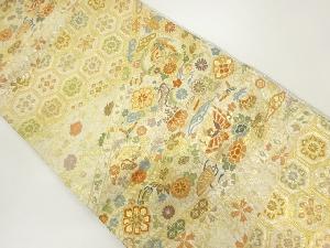 花鳥に古典柄模様織出し袋帯